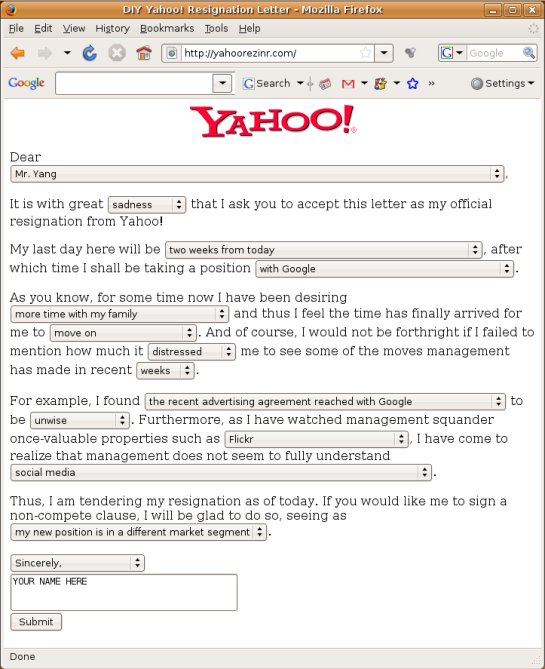 Carta Renuncia Yahoo