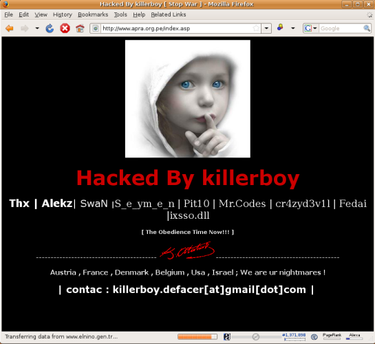 Web APRA hackeada